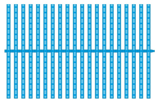 Переливная решетка для бассейна, высота 22 мм., ширина 195, 245, 295 мм., цвет на выбор